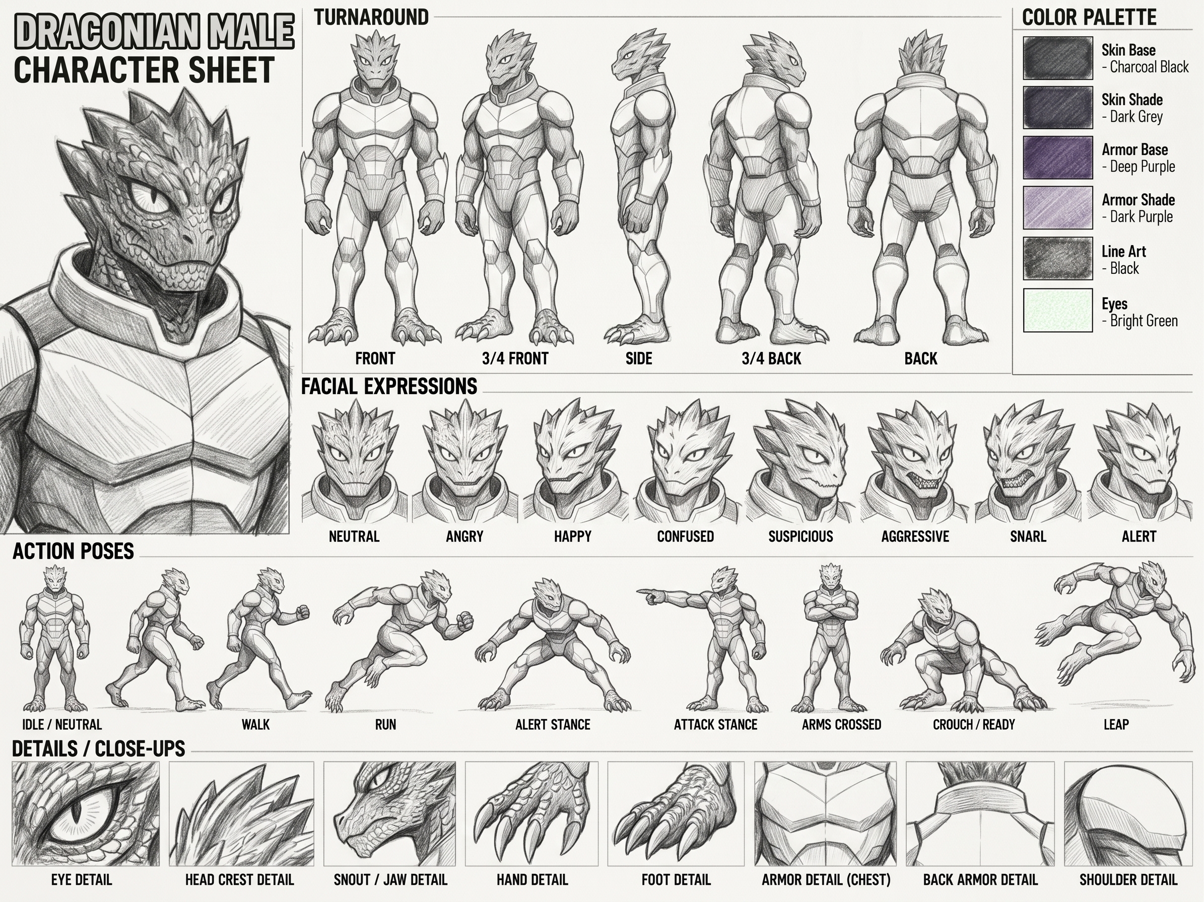 Draco Reptilian Male character sheet 3