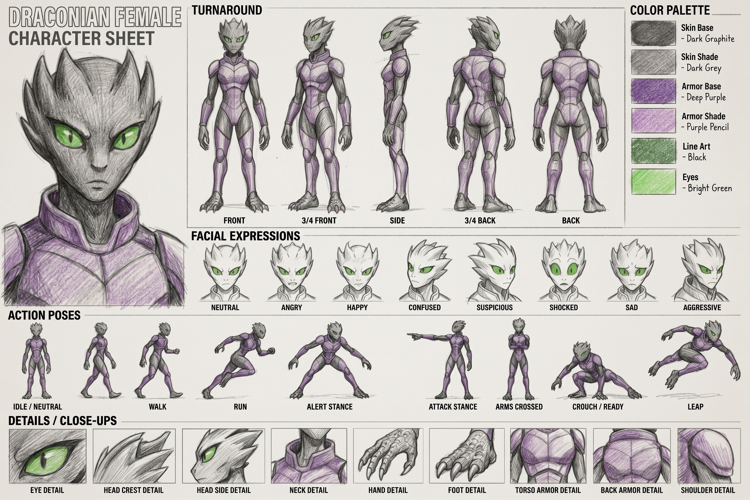 Draco Reptilian Female character sheet 3